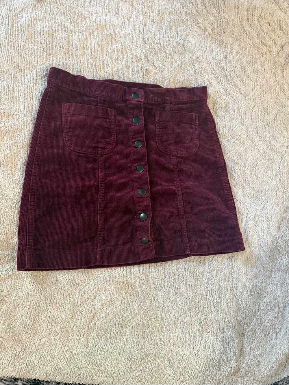 Made in Italy Brandy Melville Button-Front Corduroy Mini Skirt
